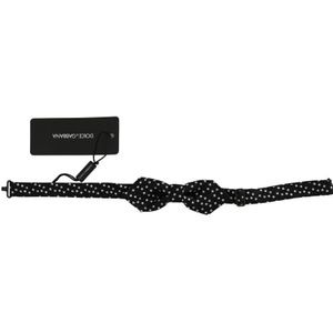 Dolce & Gabbana Zwart polka stippen zijde verstelbare hals Papillon heren stropdas