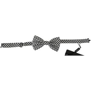 Dolce & Gabbana Mannen Zwart Wit Cirkels Verstelbare Hals Papillon Strik