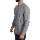 Dolce & Gabbana - Overhemden - Grijs - Slim Fit - Katoen - Elegante Geruite Casual Overhemd