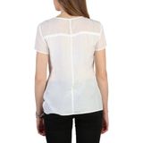 Blousetops - Witte T-shirt - Korte Mouwen - Ronde Hals - Zijde en Viscose