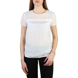 Blousetops - Witte T-shirt - Korte Mouwen - Ronde Hals - Zijde en Viscose