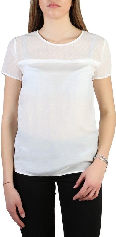 Blousetops - Witte T-shirt - Korte Mouwen - Ronde Hals - Zijde en Viscose