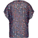 Blouse - Navy - V-hals - Transparant Effect - 100% Polyester