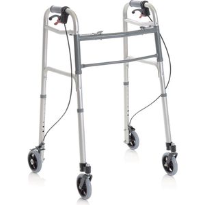 Looprek - Opvouwbaar - Lichtgewicht Aluminium - Vier Zwenkwielen - Handrem