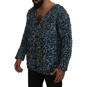 Dolce & Gabbana - Blauwe Knoop Cardigan - Heren - Leer