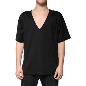 Dolce & Gabbana - TSH87508 - T-shirt - Zwart - V-hals - Katoen