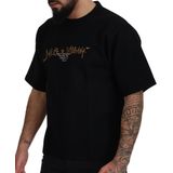 Dolce & Gabbana Zwarte Logo Katoenen Crewneck Heren T-shirt