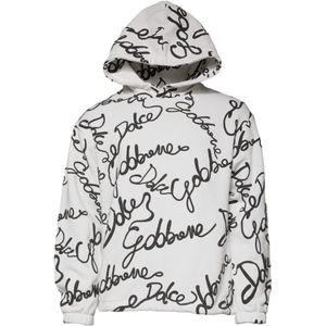 Dolce & Gabbana - Long Sleeve Sweater - Wit - Hoodie met Logo Print