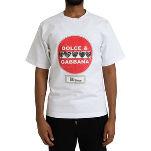 Dolce & Gabbana - Short Sleeve Crew Neck - T-shirt - Wit - Heart Amor