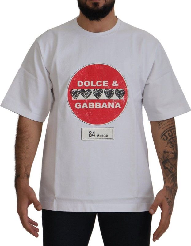 Wit Amor Heart katoenen T-shirt met ronde hals