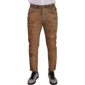 Dolce & Gabbana - Distressed Jeans - Bruin - Katoen - Slim-Fit