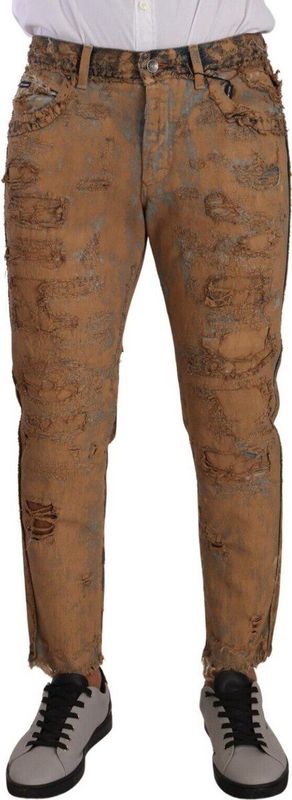 Dolce & Gabbana - Distressed Jeans - Bruin - Katoen - Slim-Fit