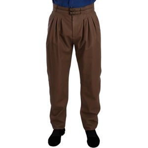 Dolce & Gabbana - Hoge Taille Broek - Bruin - Leer - Heren