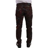 Bruine plonskleurige katoenen regular denim jeans