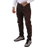 Bruine plonskleurige katoenen regular denim jeans