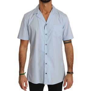 Dolce & Gabbana - Casual Shirt - Blauw - Korte Mouwen - 100% Katoen