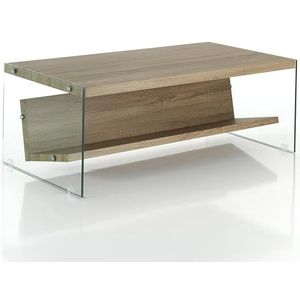 Wink Design Nikki Wood Salontafel/tijdschriftenrek, eiken, transparant, H 42,5 x 110 x 60 cm