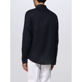 Armani Exchange - Herenshirt - Blauw - 100% Linnen