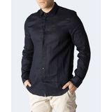 Armani Exchange - Herenshirt - Blauw - 100% Linnen