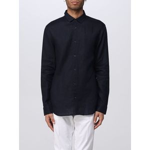 Armani Exchange - Herenshirt - Blauw - 100% Linnen
