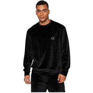 Armani Exchange, Heren, Sweatshirts & Hoodies, Zwart, Maat: XS Velours,