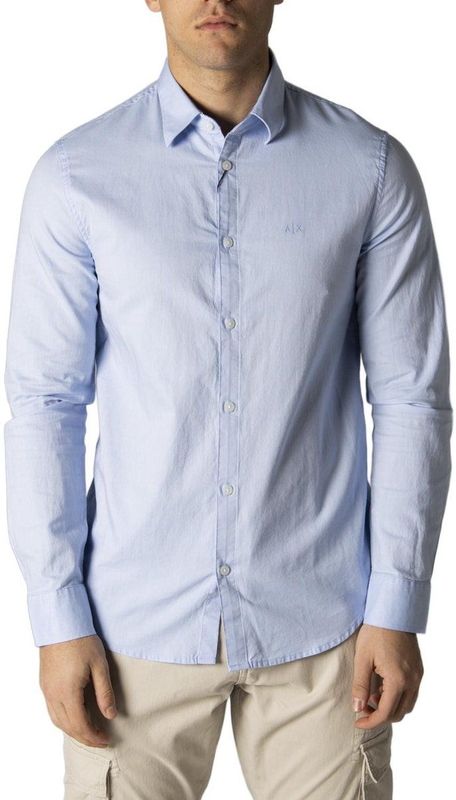 Armani Exchange - 8NZCGBZ8ANZ0536 Shirt - Blauw - Katoen - Lange Mouwen