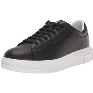 Emporio Armani, Schoenen, Heren, Zwart, 42 EU, Leer, Zwarte Logo Hoge Zool Sneakers