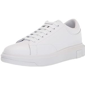 Armani Exchange Venice herensneakers met logo in reliëf op plateauzool, wit op, 39,5 EU, Wit op