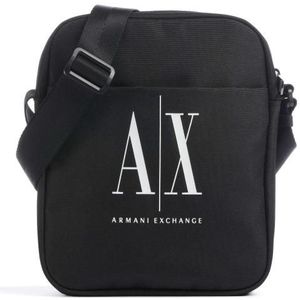 Armani Exchange, Tassen, Heren, Zwart, ONE Size, Polyester, Zwarte Logo Schoudertas