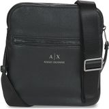 ARMANI EXCHANGE Flat Shoulder Bag Made of Eco-Leather, schouderriem voor heren, zwart, zwart., Eén maat