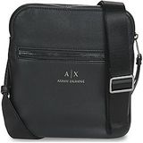 ARMANI EXCHANGE Flat Shoulder Bag Made of Eco-Leather, schouderriem voor heren, zwart, zwart., Eén maat