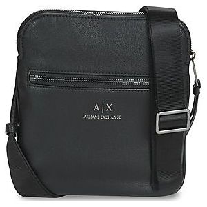 ARMANI EXCHANGE Flat Shoulder Bag Made of Eco-Leather, schouderriem voor heren, zwart, zwart., Eén maat