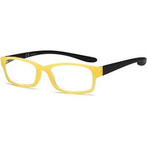 NEWVISION®, Leesbril Met Extra Lange Armen, Voorgemonteerde Brilhals, Presbyopie-bril voor Unisex, Veerscharnieren, Coating met Rubbereffect.NV0169.+1.50 Geel