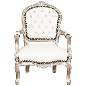 Biscottini Luigi XVI Barok stoel, 75 x 50 x 50 cm, voor slaapkamer, stoel, Franse stijl, wit