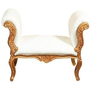 Biscottini Barokke bank 94 x 49 x 70 cm | Barokke stoel van beukenhout | Barokke Huis | Gevoerde barokke kruk