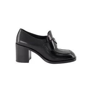 Prada Leren Logo Loafers , Black , Dames , Maat: 38 1/2 EU