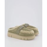 MOU - Clog Metal Logo - Slippers - Groen - Suède - Schapenwol