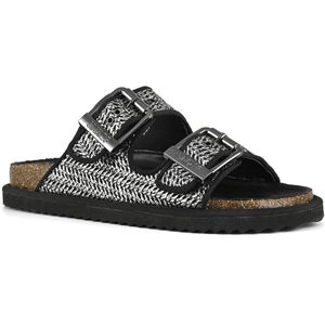 Colors of California - Slippers - Zilver/Zwart - Textiel - Imitatieleer