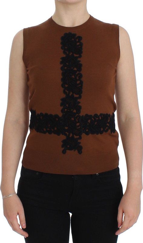 Dolce & Gabbana, Dames, Tops, Bruin, Maat: 2XS Wol,