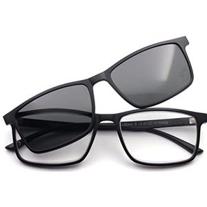 Corpootto Clip-On Leesbril, zwart-grijze lenzen, medium, uniseks, volwassenen, zwart, grijze glazen, Zwart-grijze glazen