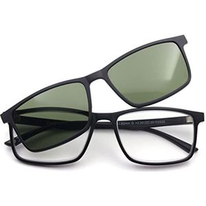 Corpootto Clip-On leesbril, zwart-groene lenzen, middelgroot, uniseks, volwassenen, zwart-groene glazen, Zwart-groene glazen