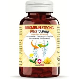 Bromelina sterk drainage, hoge dosis, 2500 Gdu met paardenbloem met anti-cellulitis en detox-effect, 120 tabletten 1000 mg ImmunoSTRONG