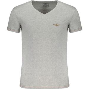 Aeronautica Militare - Heren T-shirt - Grijs - Katoen - Korte Mouwen