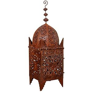 Biscottini Grote lantaarn voor buiten, van smeedijzer, 28 x 28 x 98 cm, grote doorboorde grondlantaarn, grote decoratieve lantaarns