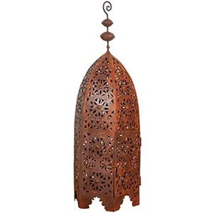 Biscottini Grote lantaarn voor buiten, van smeedijzer, 26 x 26 x 88 cm, grote doorboorde grondlantaarn, grote decoratieve lantaarns