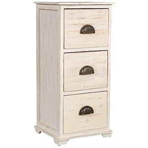 Biscottini Nachtkastje voor slaapkamer uit massief hout 74,5 x 32 x 35 cm | wit nachtkastje voor slaapkamer en woonkamer | hoge bijzettafel