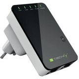 Techly I-WL-REPEATER2 draadloze router Fast Ethernet Zwart, Wit