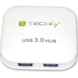 Techly IUSB3-HUB4-WH interface hub 5000 Mbit/s Wit