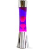 i-Total Lavalamp - Lava Lamp - Sfeerlamp - 40x11 cm - Glas/Aluminium - 30W - Paars met roze Lava - Zilver - XL1772