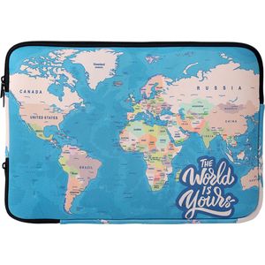 I-total Laptophoes Blue Maps 13 Inch Neopreen Blauw